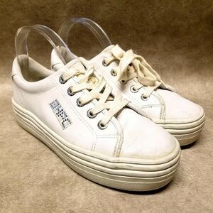 Beverly Hills Polo Club Womens 4946034 Size 9.5 White Lace Up Platform Sneakers
